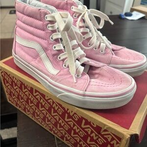 Vans Women's Pink High-Top Sneakers with White Details . Gently worn size 9